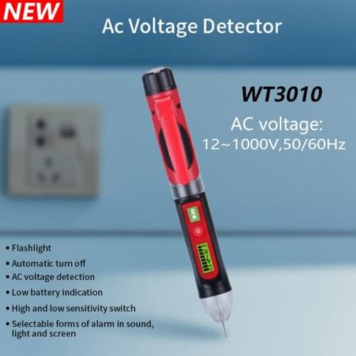 Intelligent AC Voltage Detector Pen Voltmeter Non-Contact 12-1000V Voltage Meter Indicator Alarm Sensor Tester Voltage Regulator