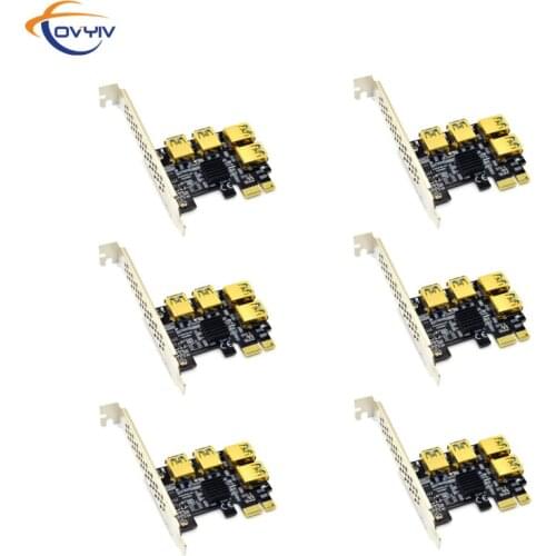 COVYIV PCI-Express 1 to 4 Riser Card PCI-E 1x to 16x Slot PCIe USB 3.0 Adapter Port Multiplier Miner Card for BTC Bitcoin Mining