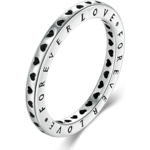 Modian 100% Solid 925 Sterling Silver Hearts Ring Exquisite Stackable Classic Forever Love Rings For Women Anniversary Jewelry