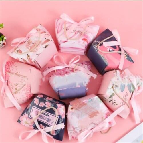 Small Paper Bag With Handle Lovely Candy Bags Wedding Favor Gift Bag Snack Package Bags Party Supplies 10pcs/lot