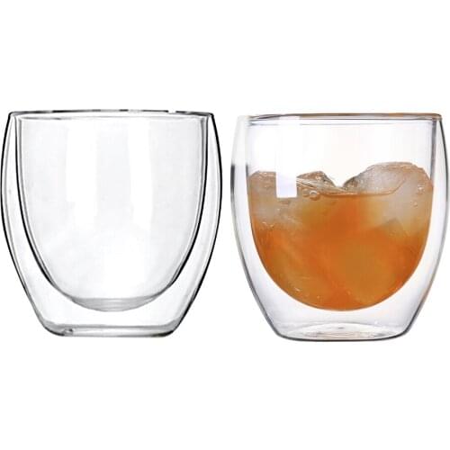 Mini Transparent Double Wall Glass Mug keep hot and cold Wine Glass Coffee Mug Tea Latte cappuccino Coffee Cup Taza Gato copo