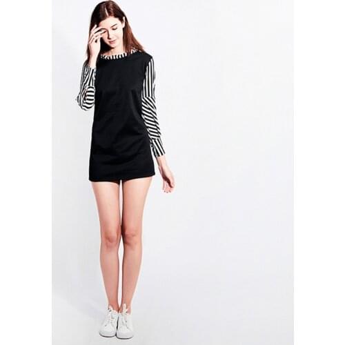 Fashion Stitching Dress Autumn Korean Fashion Striped Dresses Female Elegant Long Sleeve Dress Business Mini Dresses