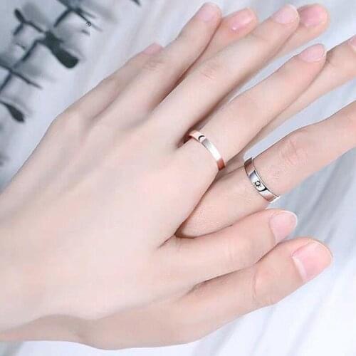 Fashion Simple Opening Sun Moon Ring Minimalist Silver Color Sun Moon Adjustable Ring For Men Women Couple Engagement Jewelry