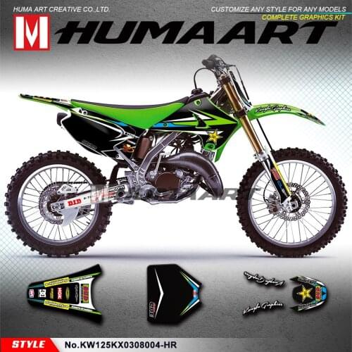 HUMAART MX Decals Off-Road Stickers Dirt Bike Graphics Kit for KX125 KX250 2003 2004 2005 2006 2007 2008