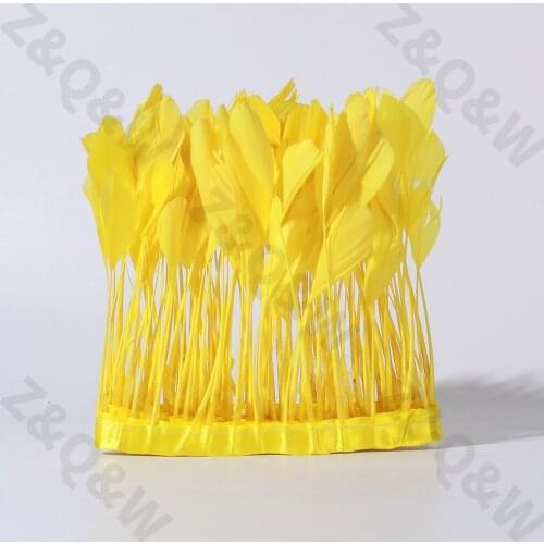 New 15-20CM (6-8 inches) torn head goose feather dyed yellow cloth edge 2 meters DIY performance costume skirt decoration