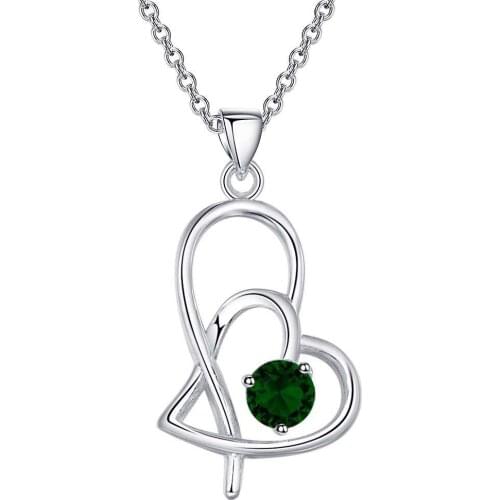 Wholesale Silver Plated Charm Jewelrys Necklace,free Shipping Fashion Fashion Jewelry Pendant Heart Green Stone AN817
