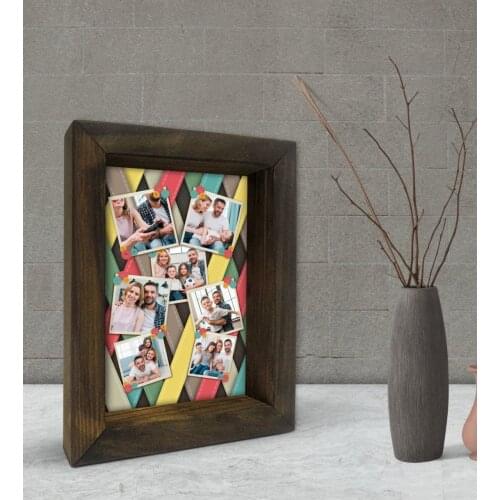 Personalized 7 Photo Decorative Natural Solid Wood Frame 15x20cm-2