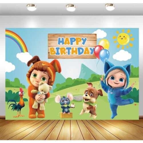 Dave And Ava Backdrop Rainbow Kids Happy Birthday Party Custom Photo Background Booths Studio Props Decoration Banner