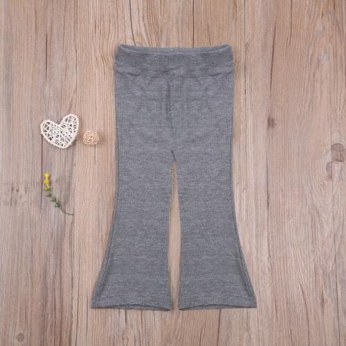 Little Girls Flare Pants Kids Girl Boot Cut Long Pants Solid Elastic Waist Ribbed Slim Fit Flared Trousers