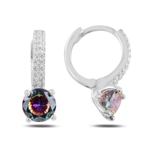 Silver 925 Sterling Mystic Topaz Zirconia stone Hagi Earrings