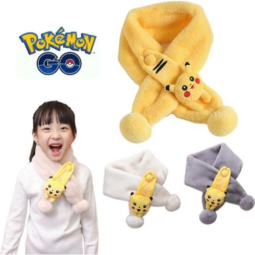 New Pokemon Pikachu Child Scarf Boys Girls Kids Keep Warm Cartoon Shawls Scarves Collar Thickening Winter Scarf Baby Accessories