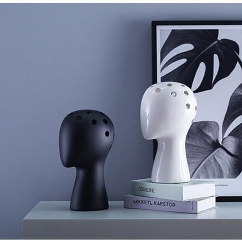 Nordic Abstract Creative Figure Human Head Shape Flower Vase Fashion Wedding Home Decor Modern Porcelain Ceramic Vase Ornament