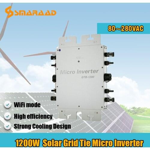 Smaraad1200W Solar Grid Tie Micro Inverter Waterproof IP65 PV Panel Wifi Mode Solar Grid Tie Micro Inverter MPPT WVC1200 12V
