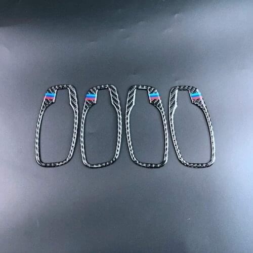 Carbon Fiber Car Interior Door Handle Grab Frame Cover Sticker Trim For BMW E60 5 Series 2006-2010 B