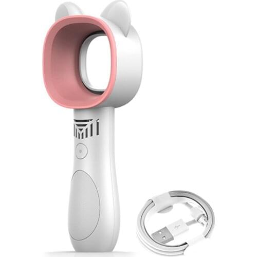 Cute Cat Outdoor Usb Rechargeable Fan Portable Bladeless Fan Handheld Mini Cooler No Leaf Handy Cooling Fan