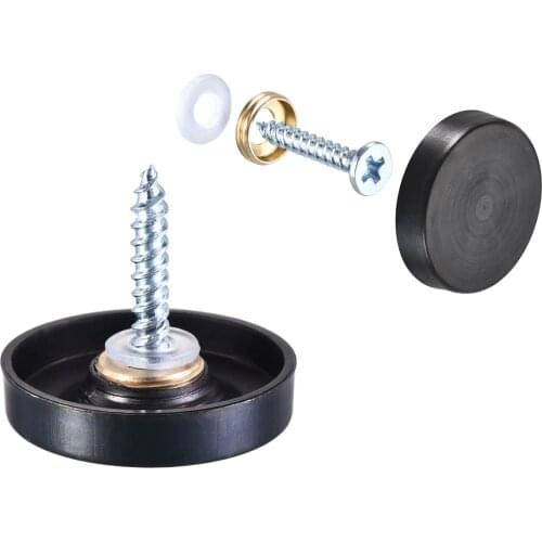 Uxcell Mirror Screws, 25mm/0.98", 20pcs Decorative Cap Fasteners Cover Nails, Wire Drawing, Black 304 Stainless Steel