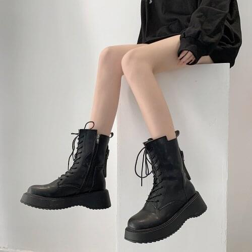 Thick-soled Women Platform Chunky Shoes Women Boots Motorcycle Autumn Winter Boots Punk Goth Female Ankle Short Martin Boots