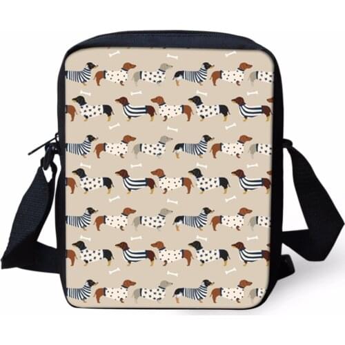 Women shoulder crossbody bags small messenger bags ladies dachshund dog pattern handbag female school student bag tote