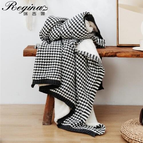 REGINA Brand Winter Warm Pineapple Plaid Blanket Throw Luxury Home Decor Texture Knitted Sofa Couch Bed Soft Sherpa Blankets