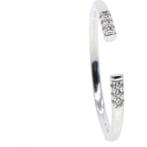 100% 925 silver double side 3PC CZ finger Rings for Women open Kunckle Ring valentine Gift dainty tiny thin ring adjustable size