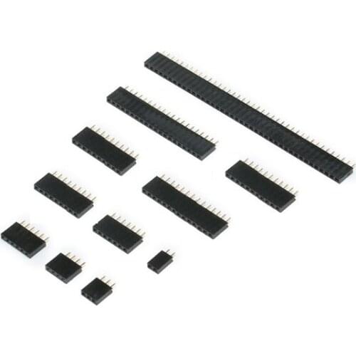 100pcs 0.100" 2.54mm PCB Female Header Single Row Pin Header Through Hole 1x2 2 Pin 3 4 5 6 7 8 9 10 12 14 15 16 18 20 24 40 Pin