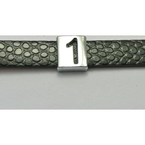 20 Alloy Carved Number "1" Slide Charm Fit 8mm Wristbands Belt Pet Collar