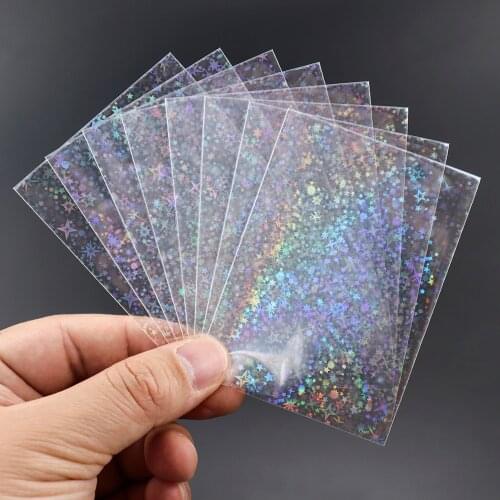 200pcs/Lot Card Sleeves Little Stars Laser Flashing Card Protector 61x88mm for YGO Trading Shield Magic Cards Holographic Foil