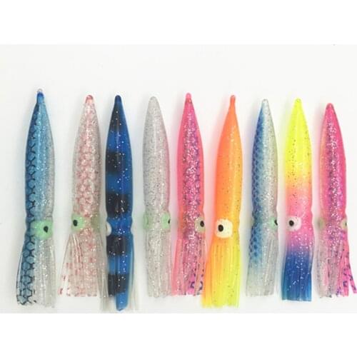 30pcs 9cm Heavy Lure for Pesca Sea Fishing Octopus Baits Soft Artifical Fishing Trolling Lure Skirt Squid
