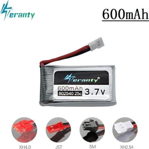 3.7V 600mAh 25c Lipo Battery 802540 for Syma X5 x5c X5HC X5HW X5SW CX-30 M68 509 509G 509W 510 RC Quadcopter Drone Spare Part