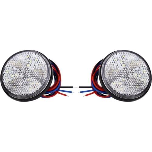 White 24 SMD Car Round Tail Light Turn Signal Light Round Car LED Reflector Truck Side Warning Light Bulb