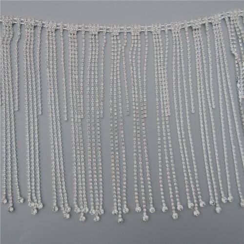 Rhinestone Crystal Chain Bling Diamante Lace Diamond Belt Trim Ribbon Necklace Applique Gem Sparkle Wedding Dress 18cm Width