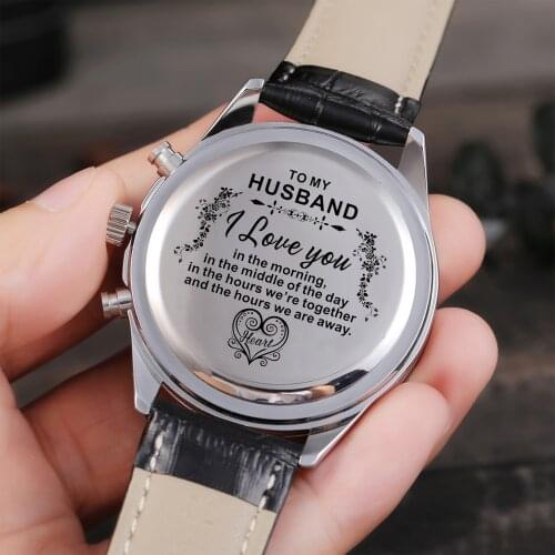MY Man My Husband I Love You Design Mens Watch Natural Hours Husband Boyfriend Dress Clock Male