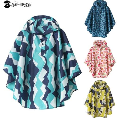 SaphiRose Kids Raincoat Waterproof Rain Poncho Lightweight Outwear for Boy Girl