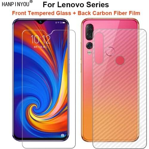 For Lenovo Z5s Z5 Z6 Youth Lite K5 S5 Pro GT S850 1 Set = Back Carbon Fiber Film + Premium Tempered Glass Front Screen Protector