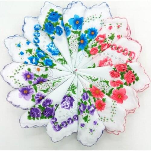 Home Textiles 100% Cotton Handkerchief Cutter Ladies Craft Vintage Hanky Floral Wedding Handkerchiefs 30*30cm Random Color SN477