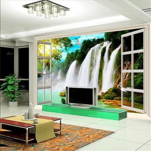 Photo wallpaper mural wallpaper living room bedroom sofa TV background wallpaper 3D dimensional landscape waterfall wallpaper