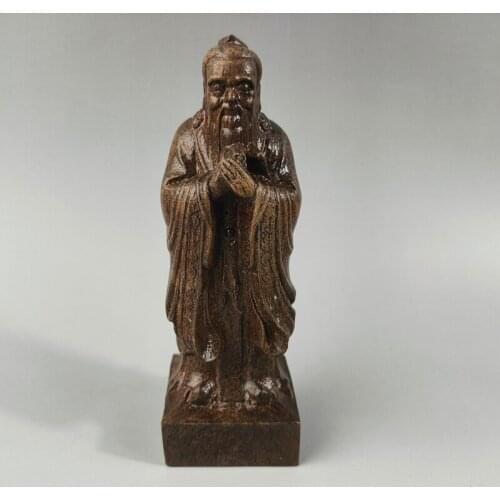Elaborate Chinese Traditional Handicraft Handmade Hardwood Ancient China Greatest Thinker Educator Confucius Statue
