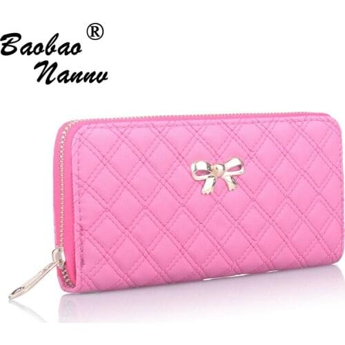 Women Wallets Fashion Durable Purse Bow Wallet Female Card Holders Cellphone Pocket PU Leather Cute Solid Women Money Bag Clutch