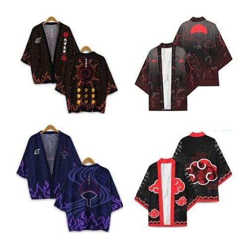 Anime Cosplay Robe Costumes Uzumaki Akatsuki Robe Haruno Sakura Costume Men Male Short Sleeve Coat Top Clothing