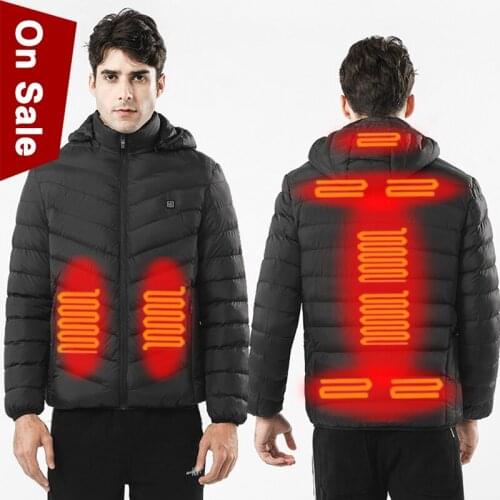 Heating Jacket Coat Men USB Charge Male Coat Women Infrared Electric Heated Outwear Winter Female Hooded Thermal Vest Couples
