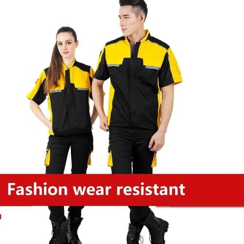 Summer short-sleeved work clothing coveralls mens car wash repairmen auto machine construction factory workshop worker uniforms
