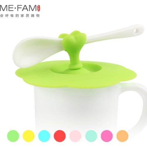 ME.FAM 1 Pieces Cute Heart-shaped Can Clip Spoon Cup Lid 10.5 cm Silicone Seal Dust-proof Cover For Glass Ceramic Plastic Mug