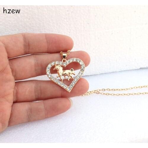 Hzew fashions Crystal heart-shaped horse brand pendant necklaces womens fashion jewelry Christmas gift necklace
