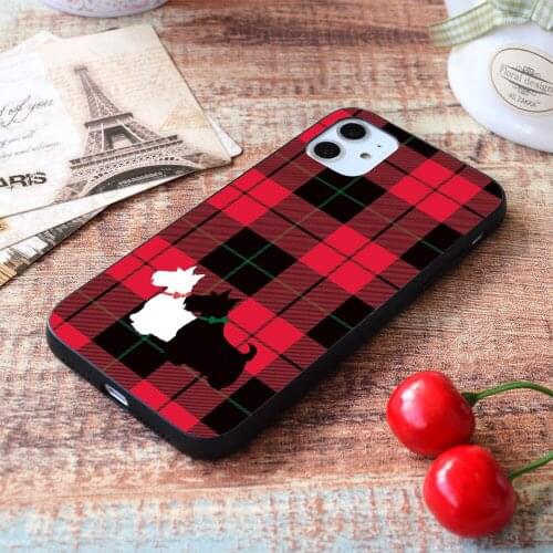 For iPhone Scottie Tartan Soft TPU Border Apple iPhone Case