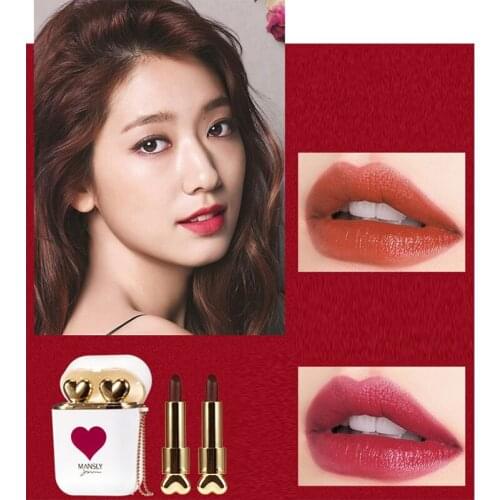 2Pcs/SetLong-lasting Algemene Earphone Box Lip Gloss Set Matte Red Lipstick Not Easy To Fade Lip Tint Cute Makeup Cosmetics