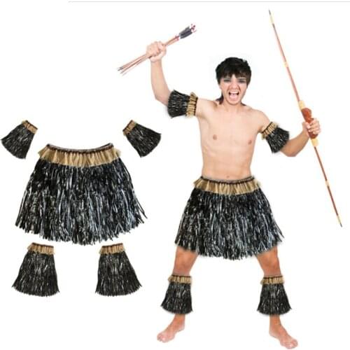 New New Hawaiian Grass Skirt Suit Elastic Arm Sleeve Feet Cover Grass Skirt Decoration Christmas Party Supplies