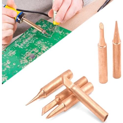 5pcs/lot Pure Copper 900M-T Soldering Iron Tip Lead-free Solder Tips Welding Head BGA Soldering Tools