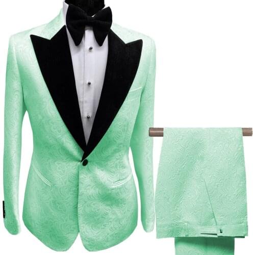 2020 New Mens Patterned Suits Peak Lable Formal Groom Prom Party 2 Piece Costume Marriage Tuxedo (Blazer+Pants)