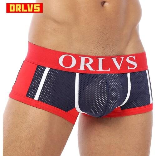 New ORLVS Brand Sexy Men Underwear Boxers Cuecas playful Solid Gay Underwear calzoncillos hombre slips Male Shorts Sports
