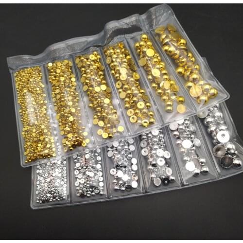 New Color Gold Half Pearls Half Round Flatback Loose Beads For Jewelry Making Diy Crafts Decoration 1.5-8mm 1440pcs/Bag